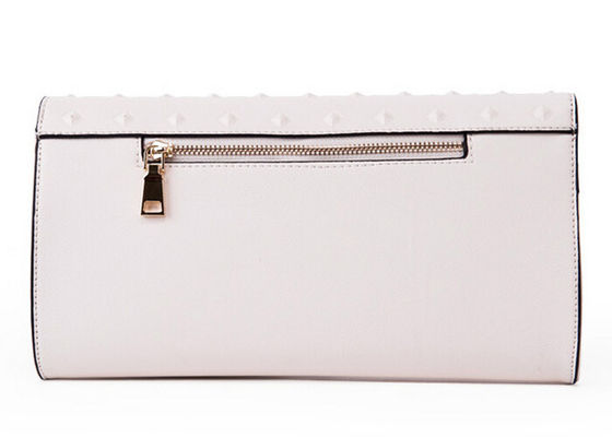 Unique embossed PU ladies leather handbags back pocket and strengthening hardware