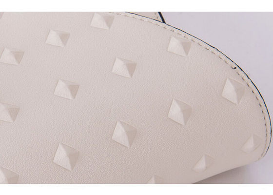 Unique embossed PU ladies leather handbags back pocket and strengthening hardware